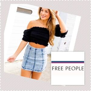 FREE PEOPLE | Acid Wash Stretch Denim Mini Skirt NWT